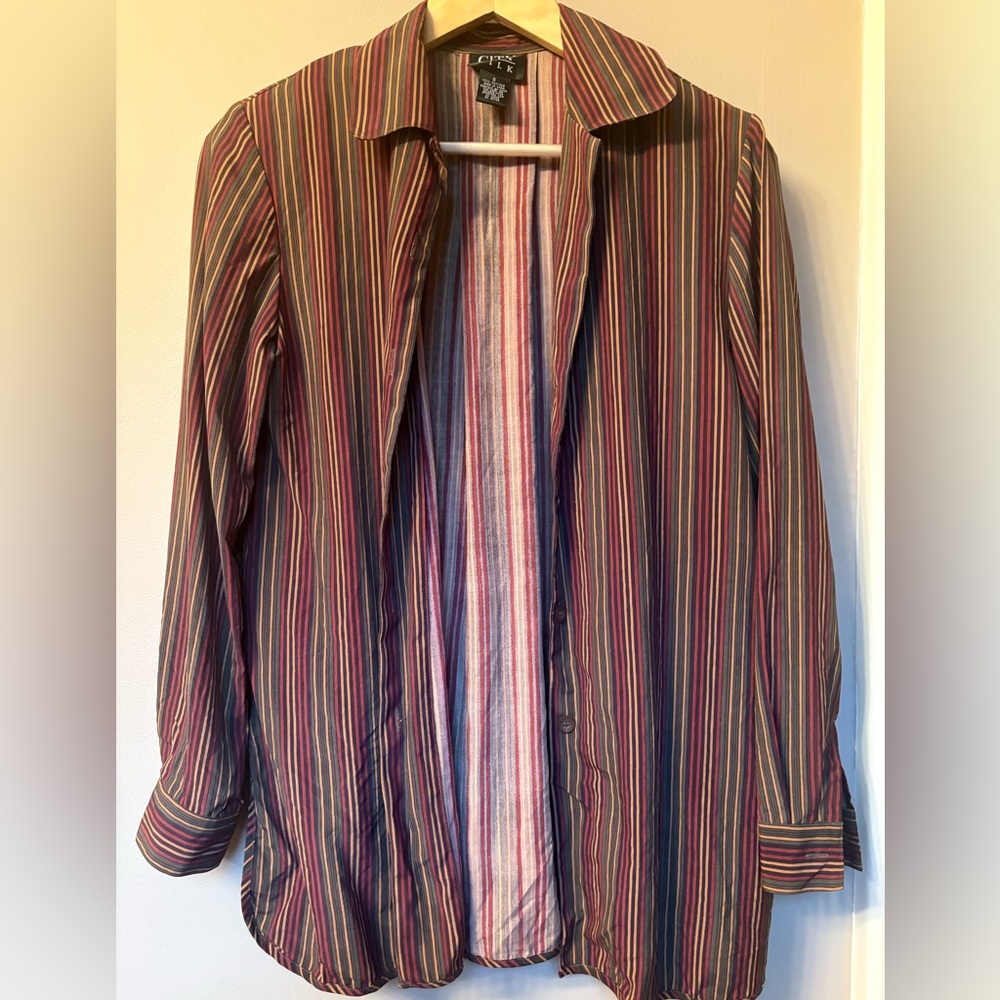 Striped Silk Three-Piece Pantsuit